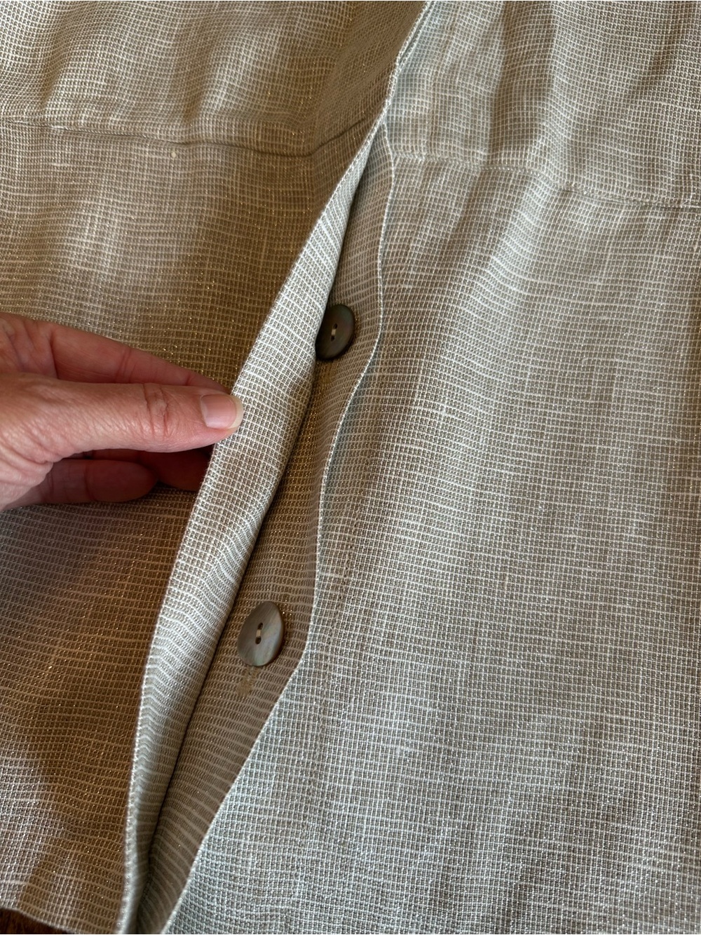 J. Jill | Metallic Linen Shimmer Peplum Jacket Blazer Beige Cream, Size L, NWT - Picture 7 of 10